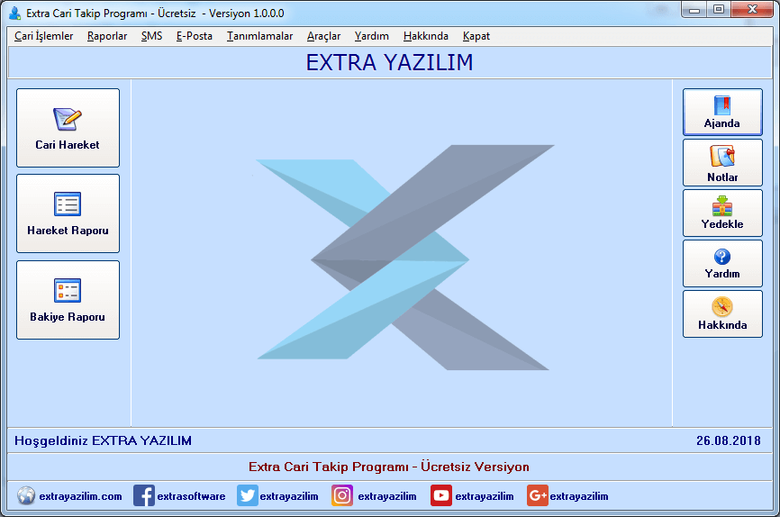 Extra Ücretsiz Cari Takip Programı